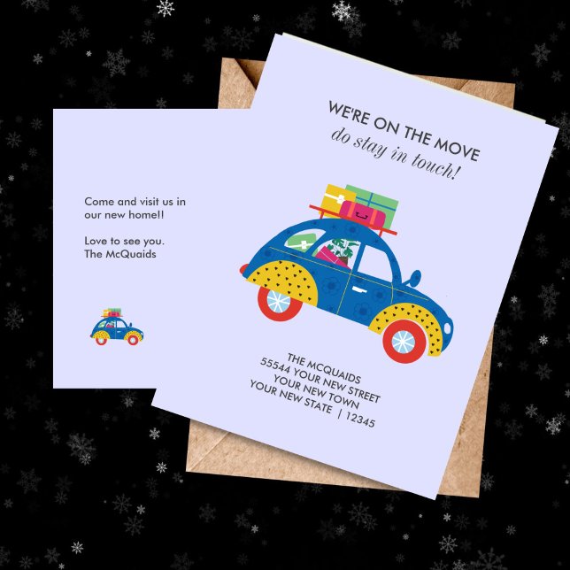 Funky Car Moving Home  Announcement Postcard (Creator Uploaded)