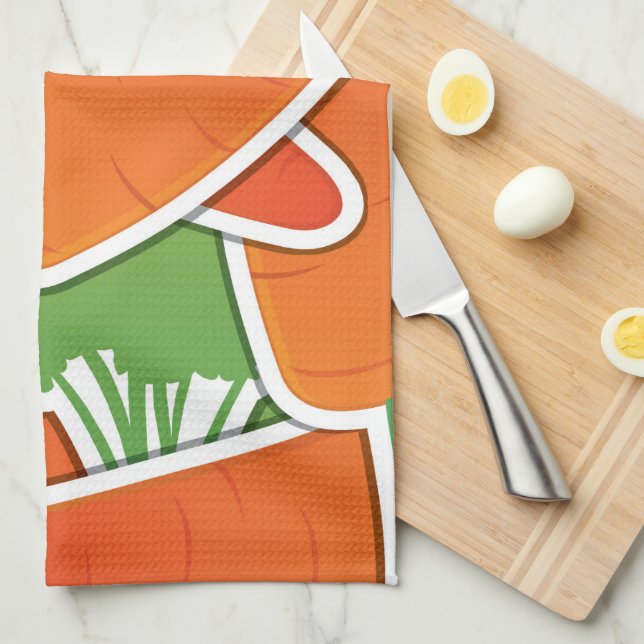 Funky carrots! kitchen towel (Quarter Fold)