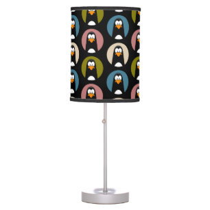 Funky Cartoon Penguin Polka Dot Pattern Table Lamp