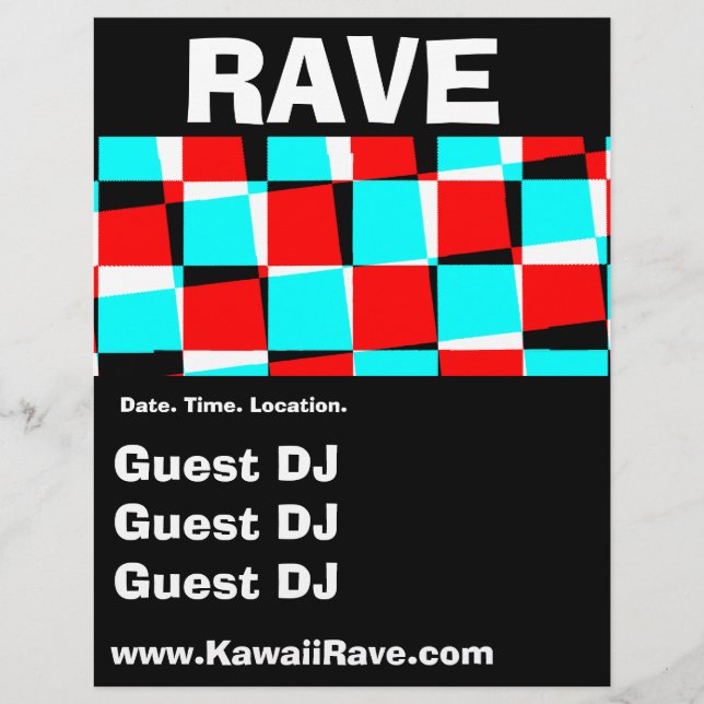 Funky Checkerboard Custom Rave Flyers (Front)