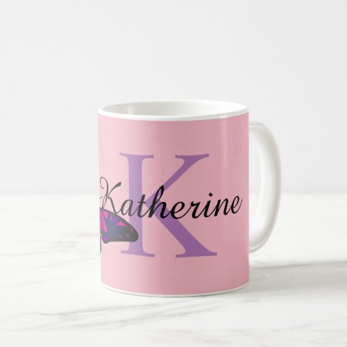 Funky Chic Butterfly Monogram Coffee Mug