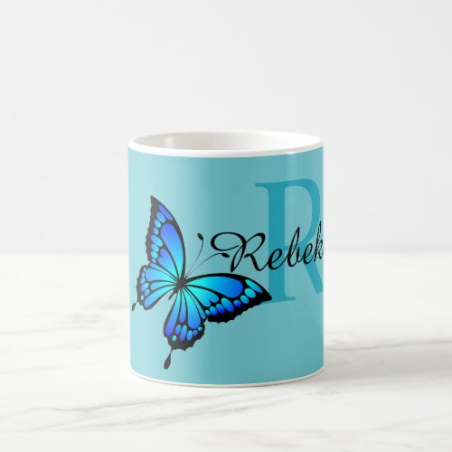 Funky Chic Butterfly Monogram Coffee Mug