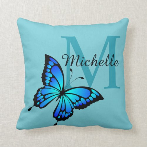 Funky Chic Butterfly Monogram Throw Pillow
