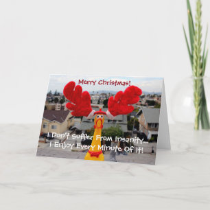 Funky Chicken Christmas Greeting Card! Holiday Card