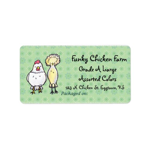 Funky Chickens Egg Label
