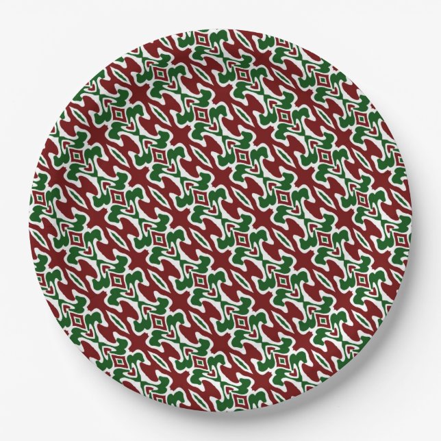 Funky Christmas Pattern 2 Paper Plates (Front)