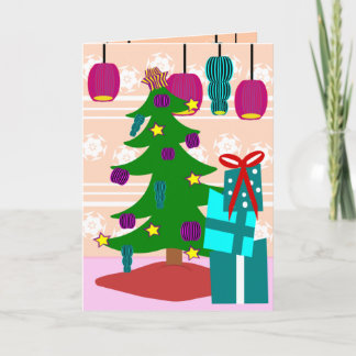 Funky Christmas Tree and Gift Greeting Card