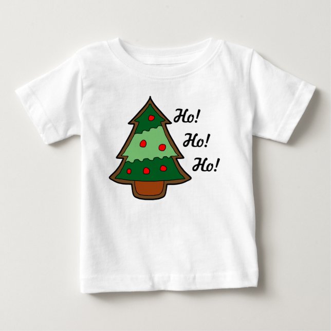 Funky Christmas Tree Ho Ho Ho Baby T-Shirt (Front)
