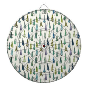 Funky Christmas Trees (Cute Illustrated Art) Dart Board