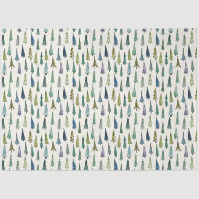 Funky Christmas Trees (Cute Illustrated Art) Tissue Paper (Front)