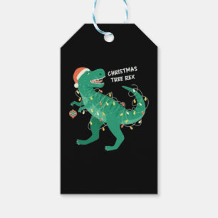 Funky christmas winter dinosaur tree gift tags