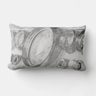 Funky Chrysler Dashboard Sketch Throw Pillow