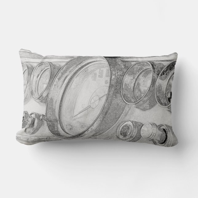 Funky Chrysler Dashboard Sketch Throw Pillow (Front)