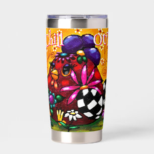 Funky Chunky Floral Chicken Colorful Personalized Insulated Tumbler