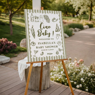 Funky Ciao Baby Hand Drawn Italian Baby Shower  Foam Board