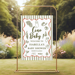 Funky Ciao Baby Hand Drawn Italian Baby Shower Foam Board