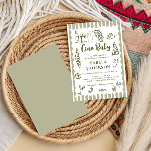 Funky Ciao Baby Hand Drawn Italian Baby Shower  Invitation