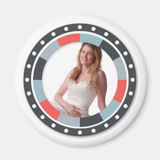 Funky Circle frame2 - Grey and Red on white Magnet