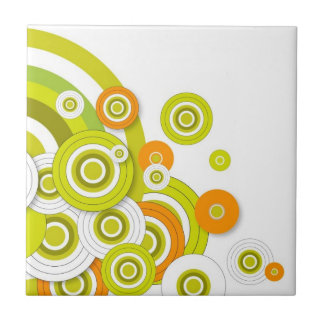 Funky circles green and orange customised products ceramic tile