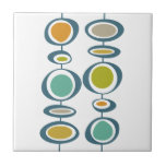 Funky Circles Mid Century Modern Colorful Retro Ceramic Tile<br><div class="desc">This fabulous mid century modern decorative tile features two sets of funky abstract hanging circles in the colors of turquoise blue,  orange,  tan,  avocado green,  gold,  and blue. This will make a colorful addition to your home decor!</div>