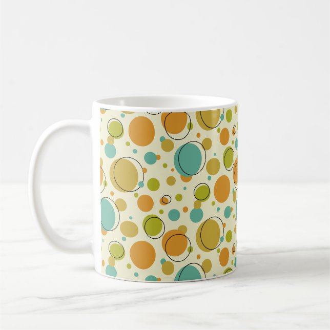 Funky Circles Mid Century Modern Pattern Coffee Mug (Left)