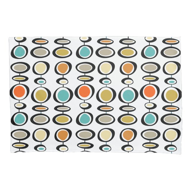 Funky Circles Mid Century Modern Pattern Pillow Case (Front)