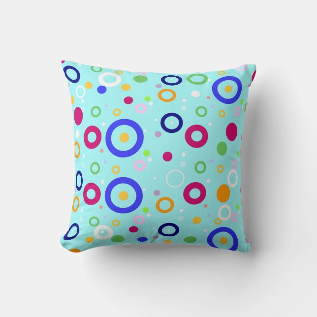 Funky Circles Throw Pillow (Front)