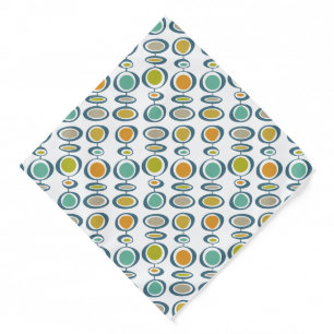 Funky Circles Turquoise Orange Green Mid Century Bandana