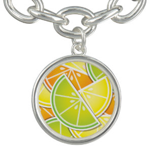 Funky citrus wedges charm bracelet