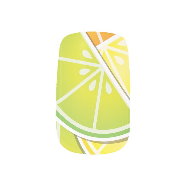 Funky citrus wedges minx nail art (Right Thumb)