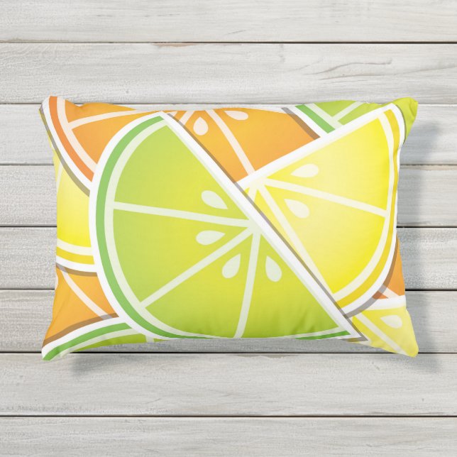 Funky citrus wedges outdoor pillow (Front)