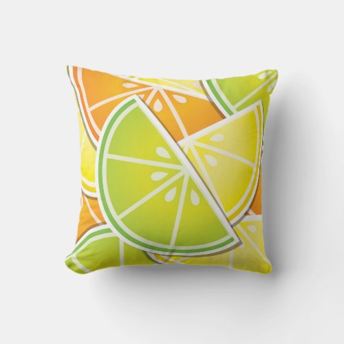 Funky citrus wedges throw pillow