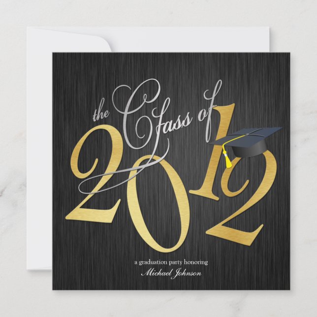 Funky Class of 2012 Invites (silver / gold) (Front)