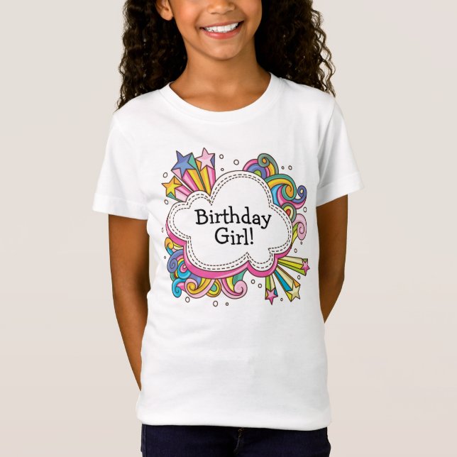 Funky Cloud Birthday Girl T-Shirt (Front)