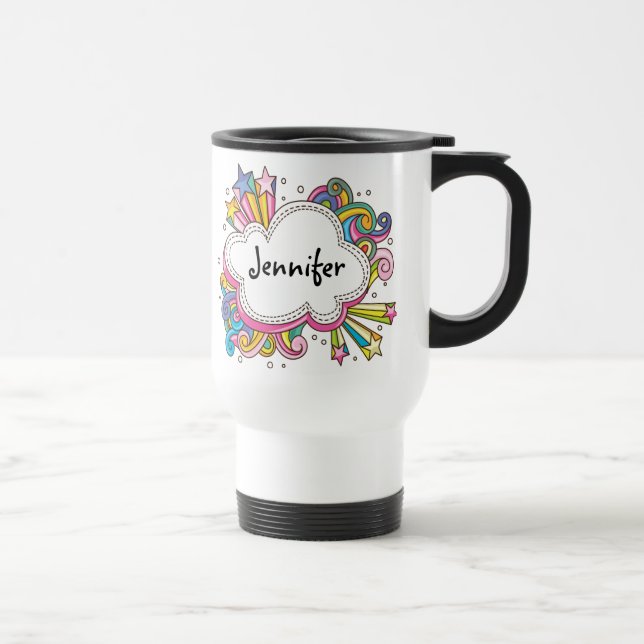 Funky Cloud Personalized Travel Mug (Right)