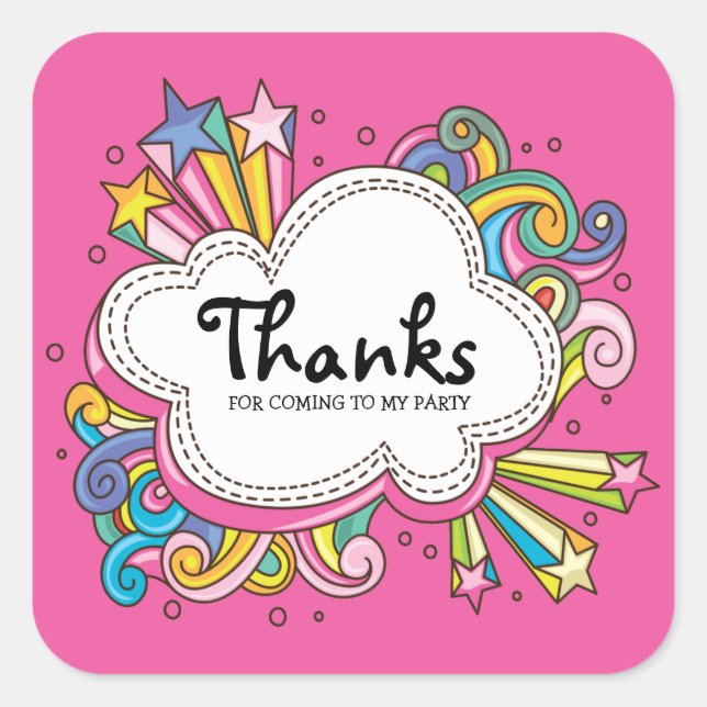 Funky Cloud Thank You Sticker (Front)