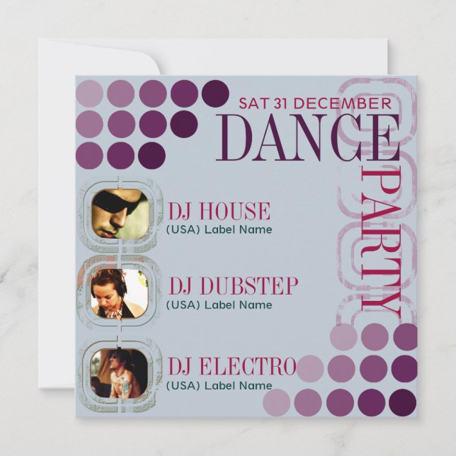 Funky Club DJ Dance Party w/ Photos Invitations (Front)