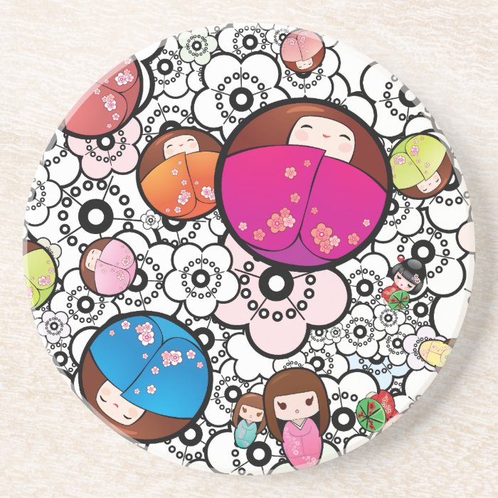 Funky Coasters with Japanese Kokeshi Dolls