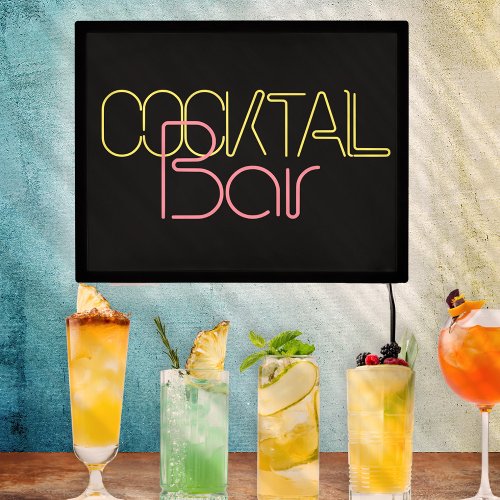Funky Cocktail Bar Sign Pink Yellow Black 
