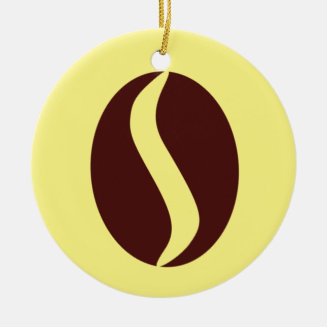 Funky Coffee Bean Ceramic Ornament (Front)