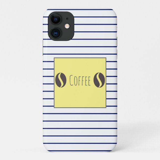 Funky Coffee Beans Blue White Stripes Case-Mate iPhone Case (Back)