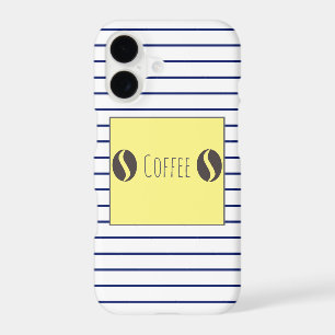 Funky Coffee Beans Blue White Stripes iPhone 17 Case