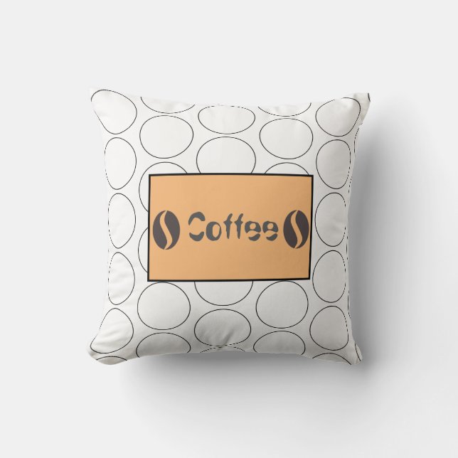 Funky Coffee Beans Circles Cushion Throw Pillow (Front)