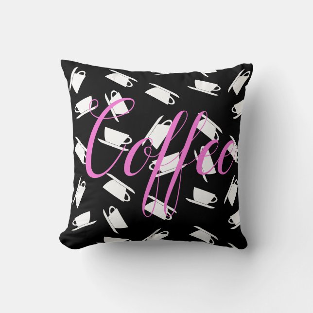 Funky Coffee Mug Cup Pattern Cushion Throw Pillow (Front)
