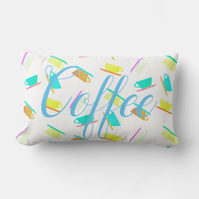 Funky Coffee Mug Cup Pattern Cushion Throw Pillow (Front)
