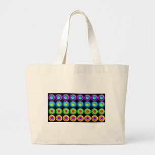 Funky Colorful 3D Circles Large Tote Bag