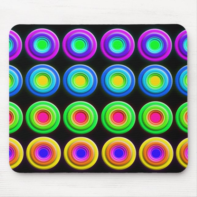 Funky Colorful 3D Circles Mouse Pad (Front)