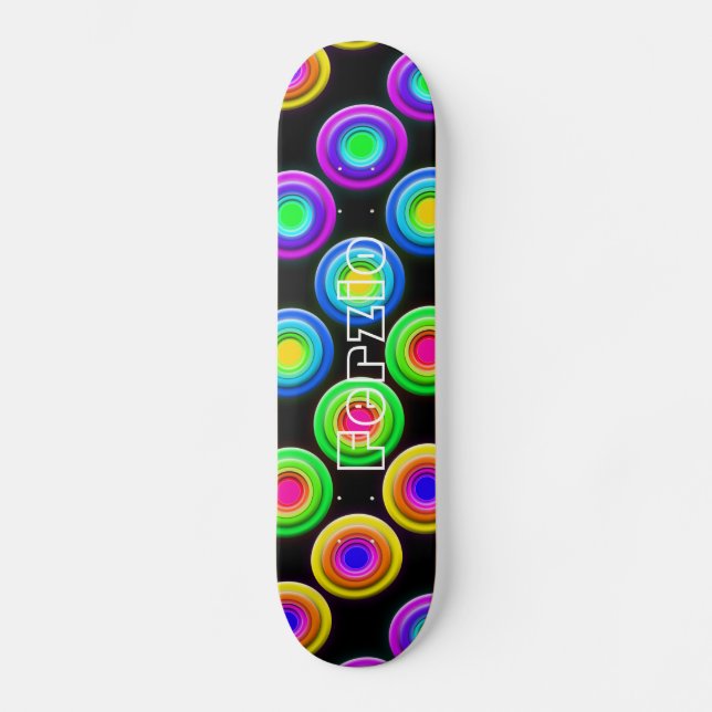 Funky Colorful 3D Circles Skateboard (Front)