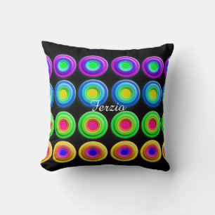 Funky Colorful 3D Circles Throw Pillow