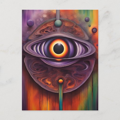 Funky Colorful Abstract Eye Postcard